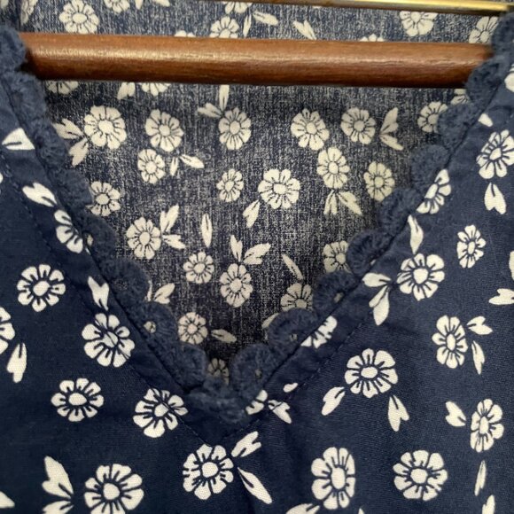 J Crew Lace Detail Midi Dress Size 2 Navy and White - Picture 4 of 7